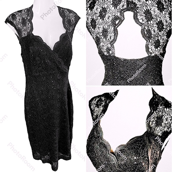 Like new! Elegant, Sexy Black Lace Cutout Party Dress. Midi. Size 8/10 - Picture 4 of 12
